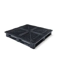 Kunststoffpalette Typ 1212 MR 6RR mit 6 Mitten und Kanten