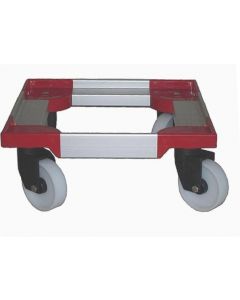 Trolley 375x375 mm - mit 4 Kunststoff-Drehgelenken - Nylon-Räder - Rot