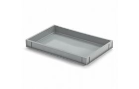 Kunststoffbox R - 600x400x68 mm ohne Loch-glatter Boden-grau