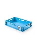 Meat box E1 - 600x400x125 mm - Light blue w/QR code