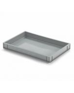 Plastic box R - 600x400x68 mm w/o hole-smooth bottom-grey