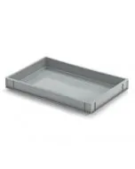 Plastic box R - 600x400x68 mm w/o hole-smooth bottom-grey