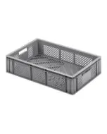 Plastic box R - perf. 600x400x133 mm - gray