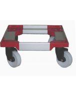 Trolley 375x375 mm - w/4 plastic swivels - nylon wheels - Red