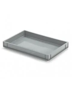 Plastic box R - 600x400x68 mm w/o hole-smooth bottom-grey