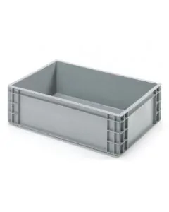 Plastic box R - 600x400x186 mm w/hole - gray