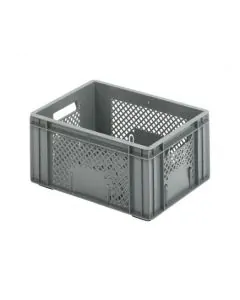 Plastic box R - perf. 400x300x193 mm - gray