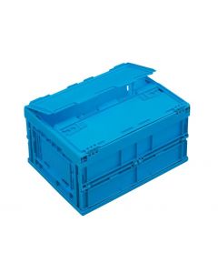 Folding box W - 43L - 600x400x230/80 mm w/lid - blue