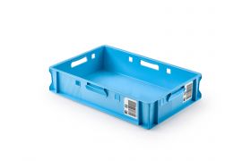 Meat box E1 - 600x400x125 mm - Light blue w/QR code