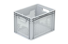 Plastic box Basicline perf. 400x300x270 mm - Gray