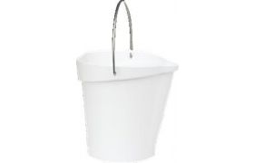Plastic bucket 12 liters w/stainless handle - white