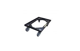 Trolley 610x410 mm w/4 swivel steel wheels - rubber wheels - Black