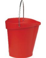 Plastspand 12 liter m/rustfri hank - Rød