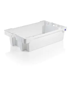 Fiskekasse med dræn 890x560x235 mm 75L/50kg - hvid