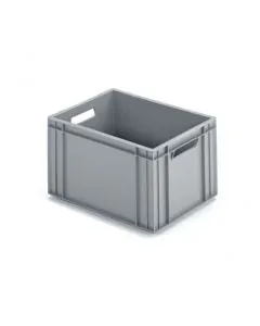 R-kasse 400x300x234 mm m/hå.hul - grå