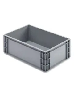 R-kasse 600x400x223 mm u/hå.hul - grå