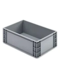 Plastkasse R - 600x400x223 mm u/hå.hul - grå