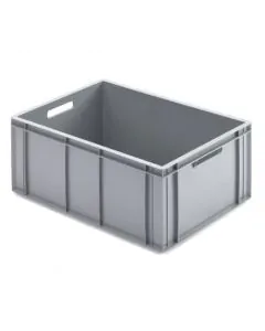 R-kasse 600x400x273 mm m/hå.hul - grå