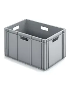 R-kasse 600x400x332 mm m/hå.hul - grå