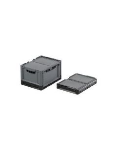 Sammenleggbar boks med lokk 400x300x240 mm - grå/svart
