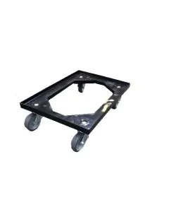 Tralle 610x410 mm m/4 svingbare hjul - gummihjul. - Svart