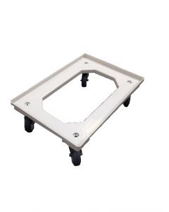 Tralle 610x410 mm - m/4 svingbare hjul - gummihjul - Grå