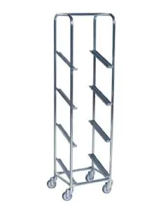 Kassevogn i rustfritt stål 4 spor - 435x585x1880 mm