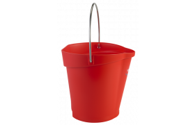 Plastbøtte 6 l. m/håndtak i rustfritt stål - Rød