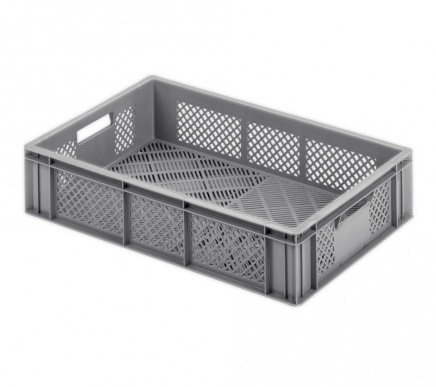 Plastkasse R - perf. 600x400x133 mm - grå