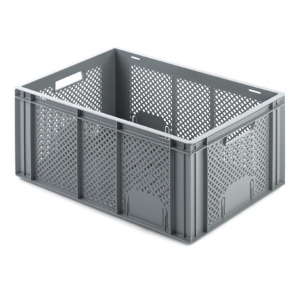 Plastkasse R - perf. 600x400x274 mm - grå