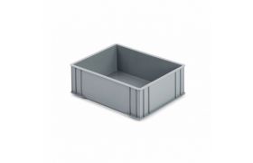 Plastkasse R - 400x300x142 mm u/hå.hul - grå