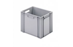 Plastkasse R - 400x300x322 mm m/hå.hu - grå