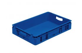 Plastkasse S - 600x400x120 mm m/hå.hul - Blå