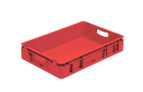 Plastkasse S - 600x400x120 mm m/hå.hul - Rød