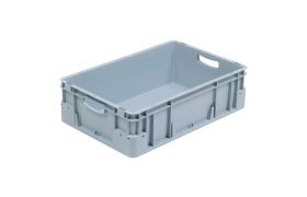 Plastkasse S - 600x400x180 mm m/hå.hul - Grå