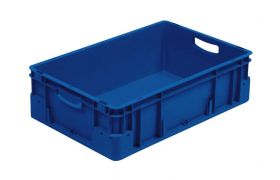 Plastkasse S - 600x400x180 mm m/hå.hul - Blå