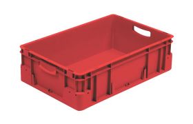 Plastkasse S - 600x400x180 mm m/hå.hul - Rød