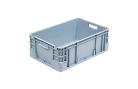 Plastkasse S - 600x400x220 mm m/hå.hul - Grå