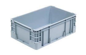 Plastkasse S - 600x400x220 mm u/hå.hul - Grå