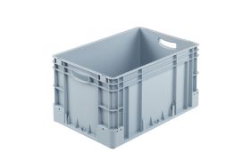 Plastkasse S - 600x400x320 mm m/hå.hul - Grå