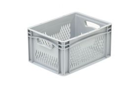 Plastkasse Basicline perf. 400x300x220 mm - Grå