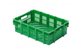 Plastkasse stabelvendbar perf. 600x400x150 mm - grøn