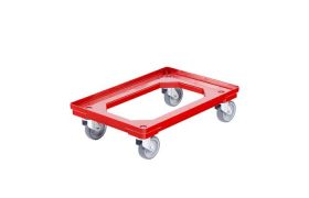 Tralle 610x410 mm - m/4 drejestålgf - gumhj. - Rød
