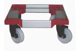 Tralle 375x375 mm - m/4 plastdrejgf - nylonhj. - Rød