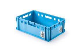 Kødkasse E2 - 600x400x200 mm - Lysblå m/QR-kode