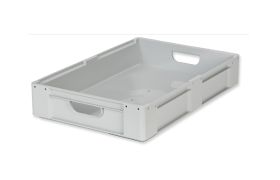 Plastkasse brugt - 605x405x111 mm - grå