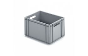 Plastkasse R - 400x300x234 mm m/hå.hul - grå