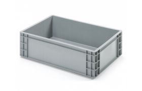 Plastkasse R - 600x400x186 mm u/hå.hul - grå