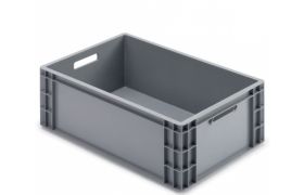 Plastkasse R - 600x400x223 mm m/hå.hul - grå