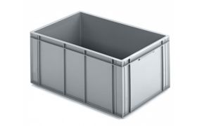 Plastkasse R - 600x400x273 mm u/hå.hul - grå